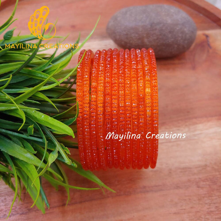 Light Orange Crystal Cut Glass Bangles