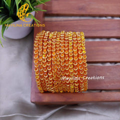 Light Orange Illampirai Crystal Glass Bangles 
