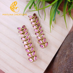 Light Pink Kundan Alligator Clip - Medium Size (Set of 2)