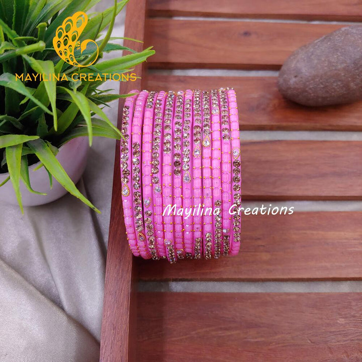 Light Pink Laila - Designer Glass Bangles