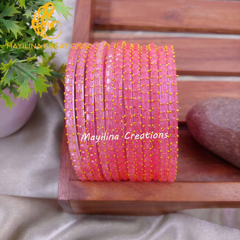 Light Pink Tube Cut Glass bangles