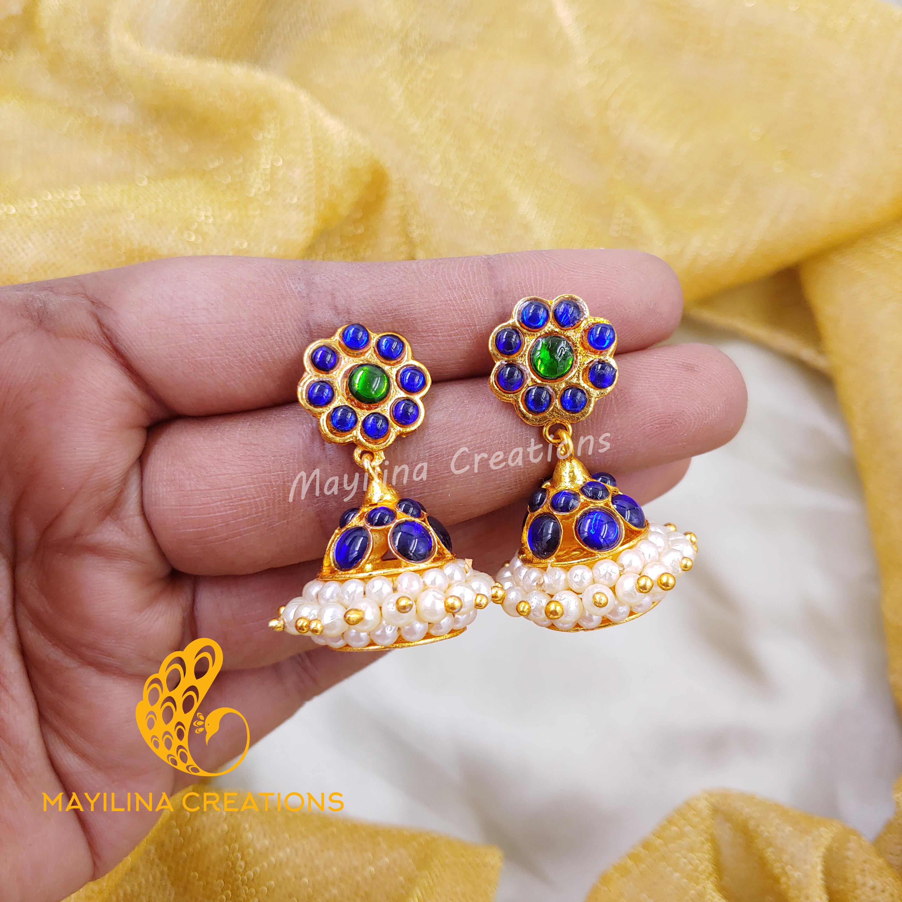 Blue Jhumka Handmade Indian Traditional Jewelry