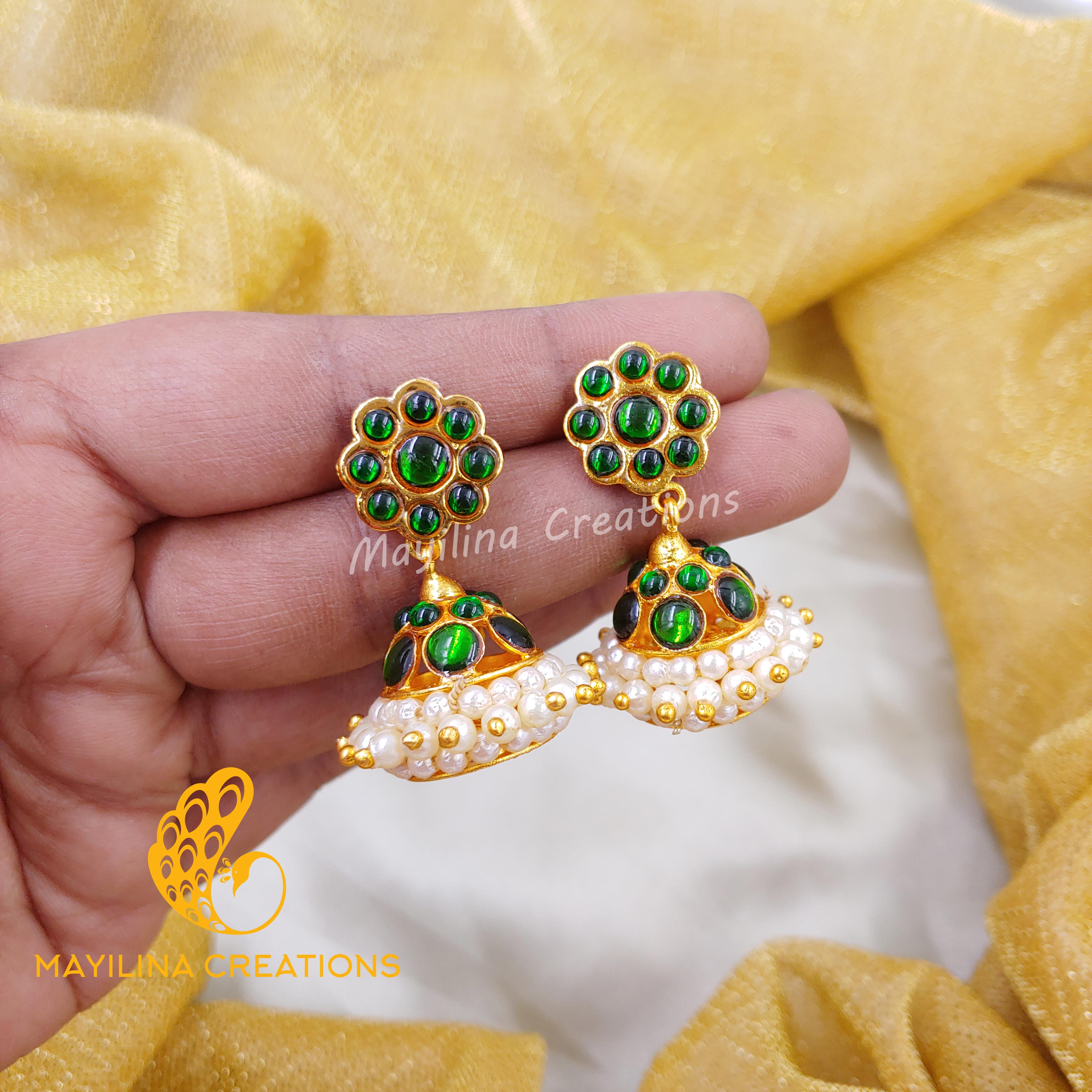 Green Jhumka Handmade Indian Traditional Jewelry