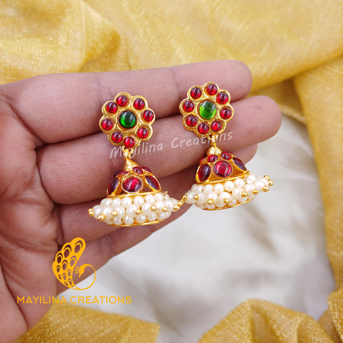 Kemp Jhumka Indian Traditional Gold Plated Jewelry