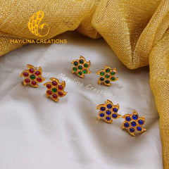 Kemp Flower Stud Indian Traditional Gold Plated Jewelry