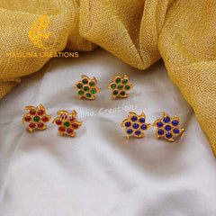 Kemp Flower Stud Indian Traditional Gold Plated Jewelry