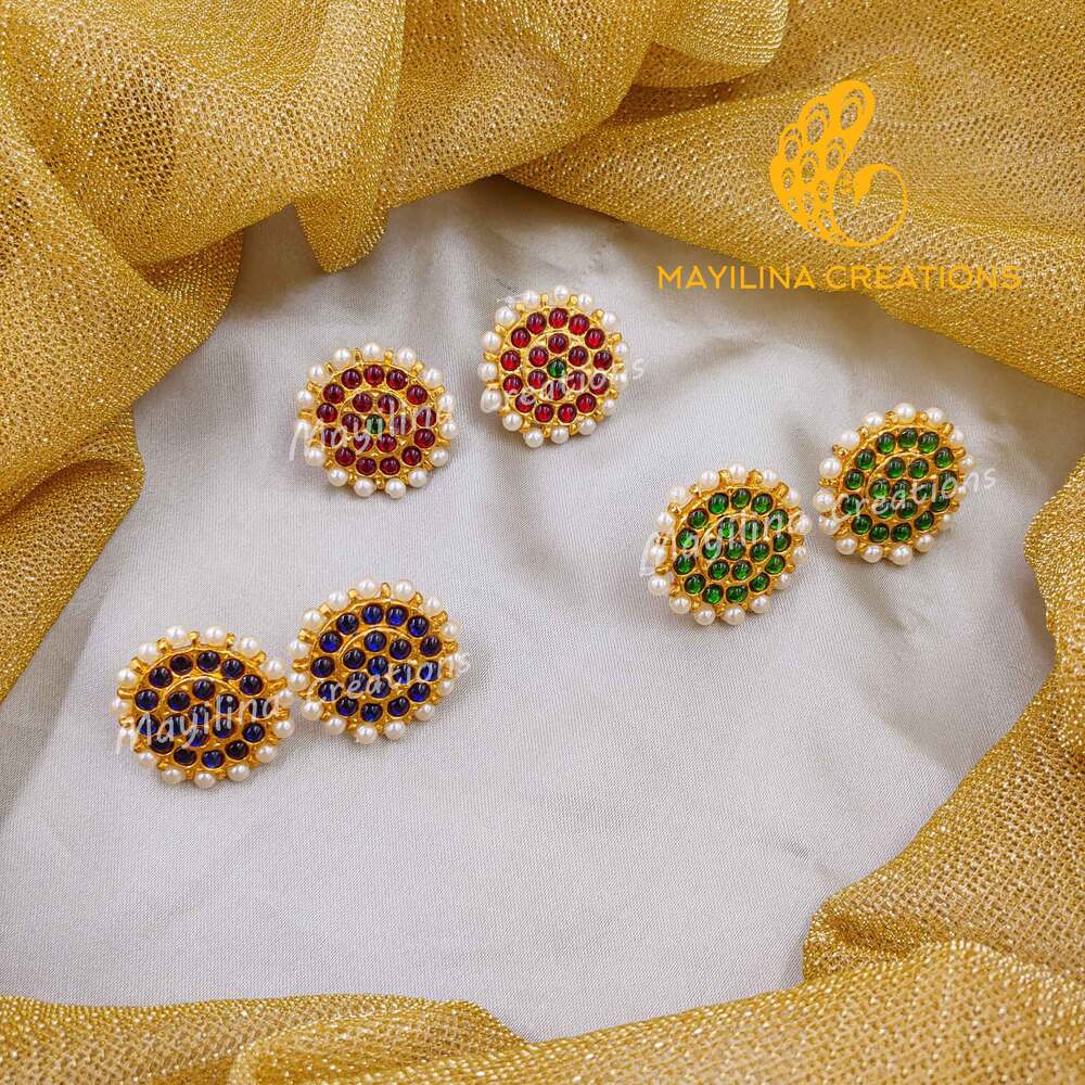 Kemp Chakra Stud Indian Traditional Gold Plated Jewelry