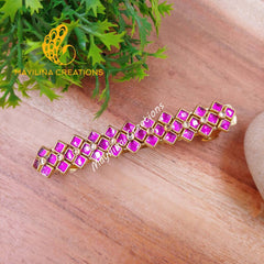 Dark Pink Kundan Large Centre Clip