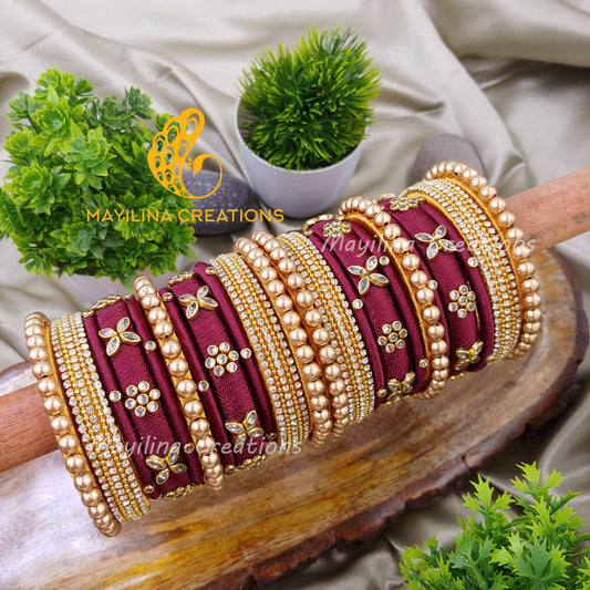 Maroon Bridal Chura Bangles for Wedding