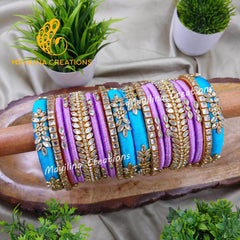 Blue and Lavender Silk Thread Bangles for Wedding