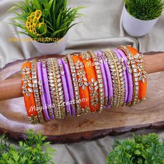 Orange and Lavender Silk Thread Bangles for Wedding