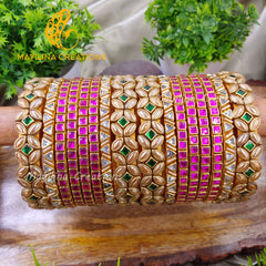 Anali - Exquisite Kundan Bridal Silk Thread Bangles for Women