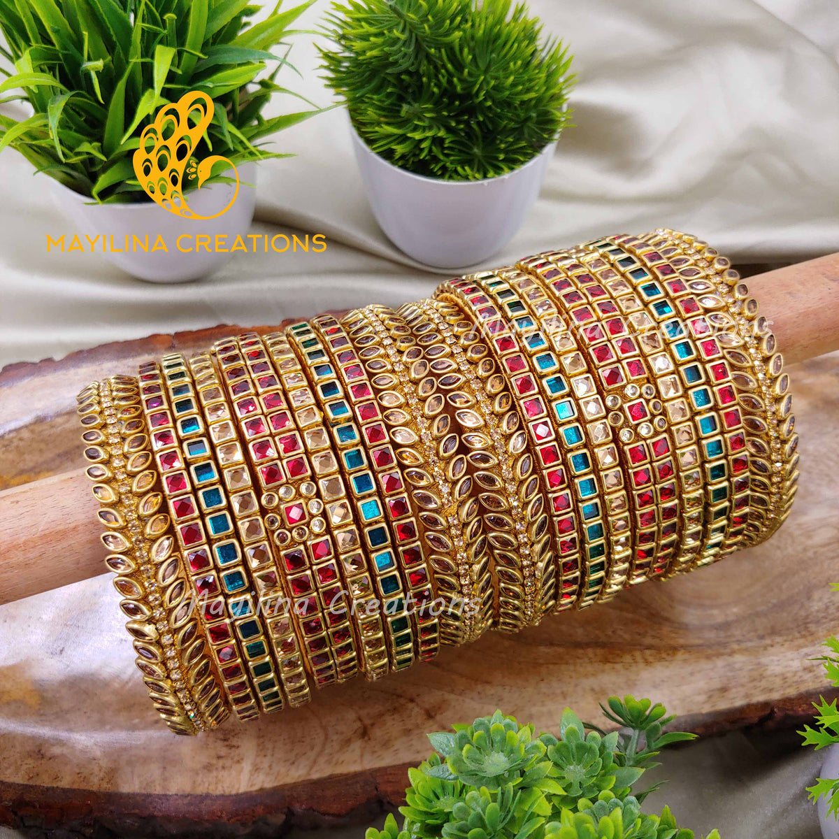 Imaiyarl - Exquisite Kundan Bridal Silk Thread Bangles for Women