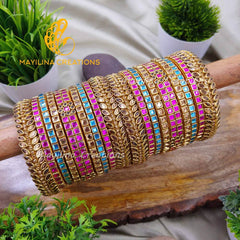 Imaiyarl - Exquisite Kundan Bridal Silk Thread Bangles for Women