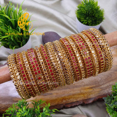 Leena - Elegant Kundan Silk Thread Bangles with Gold Bead Bangles for Wedding