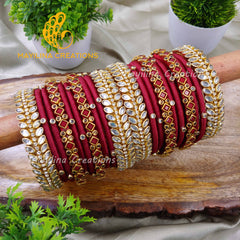 Sathvi - Classic Kundan Silk Thread Bangles for Women