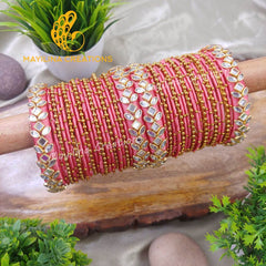 Mekavi - Metal Thread Bangles with Gold Bead and Border Bangles for Women