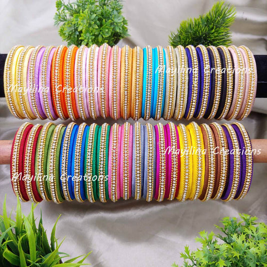 Multicolor Silk Thread Bangles (Set of 2 to 40) for Return Gits for Wedding, Baby Shower, Navratri, Pooja, House Warming and Haldi Functions