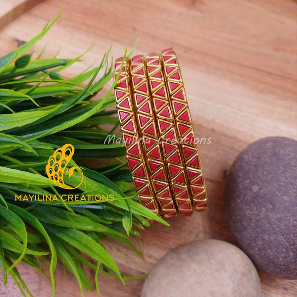 Triangle Bangles Kundan Single Line Bangles – Mayilina Creations