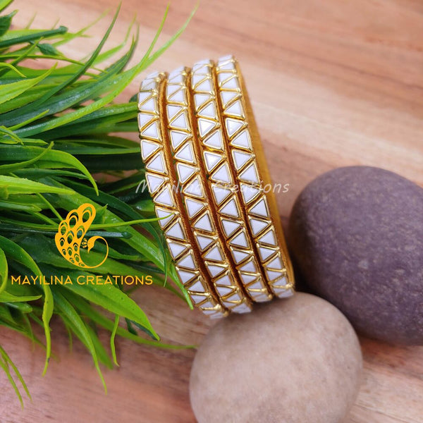 Triangle Bangles Kundan Single Line Bangles – Mayilina Creations