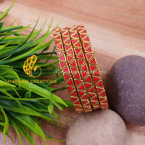 Triangle Bangles Kundan Single Line Bangles – Mayilina Creations