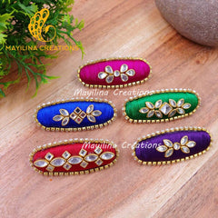 Silk Thread Kundan Saree Pins