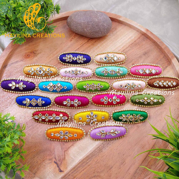 Silk Thread Kundan Saree Pins - Set of 20 Pins