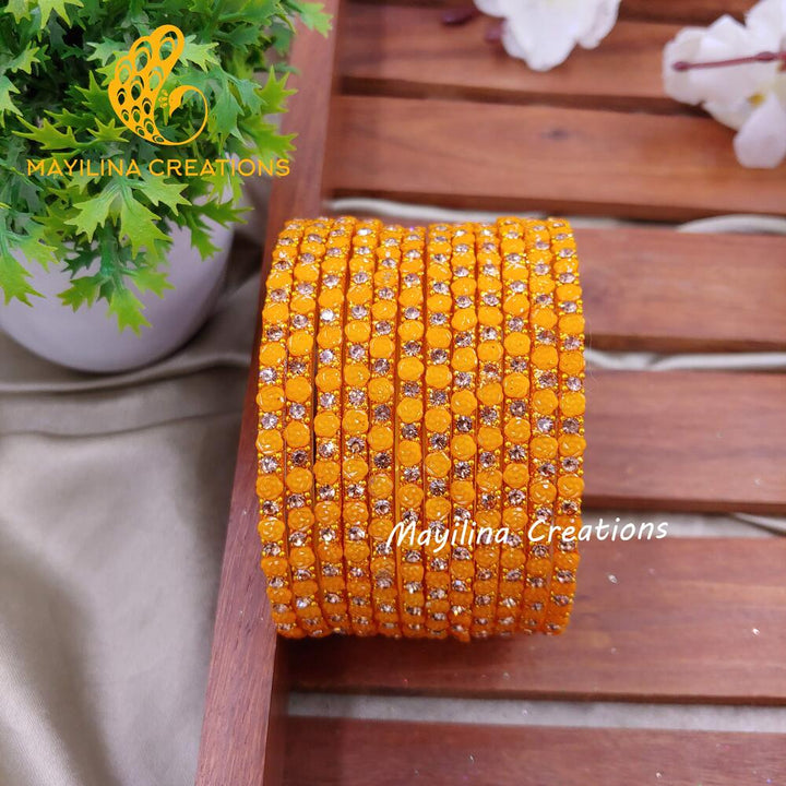 Mango Rose Glitter Bangles - Set of 12 Bangles