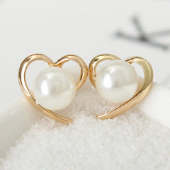 Korean Heart Pearl Earrings