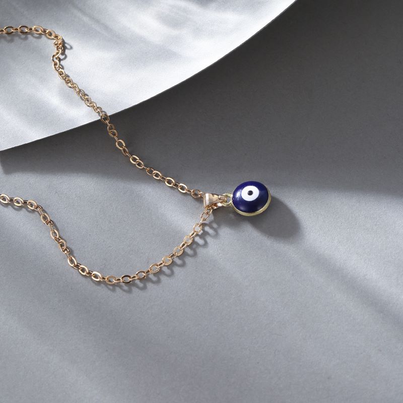 Evil Eye - Dark Blue Gold Single Layer Chain