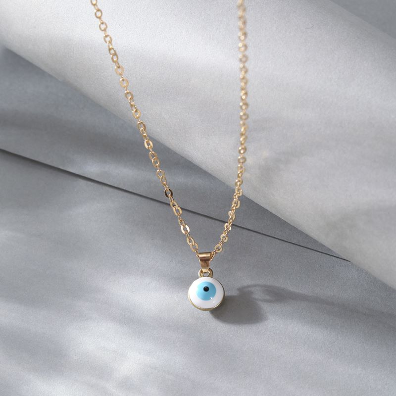 Evil Eye - White Gold Single Layer Chain