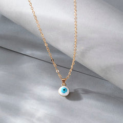 Evil Eye - White Gold Single Layer Chain