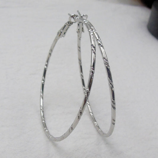 Classy Elegant Silver Hoop Earrings for Women, Retro Style