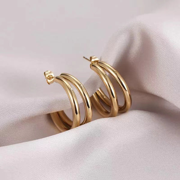 Anti-Tarnish Earrings: Double Hoop Everlasting Shine Earrings for Every Occasion