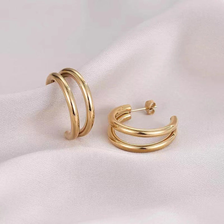 Anti-Tarnish Earrings: Double Hoop Everlasting Shine Earrings for Every Occasion