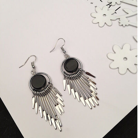 Silver Taz - Geometric Statement Party Wear Earrings