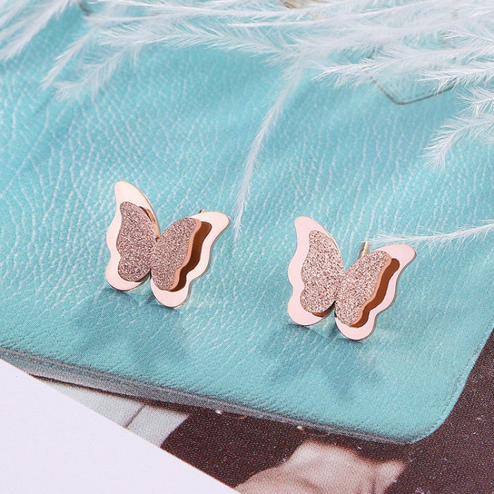 Anti-Tarnish Earrings: Rose Gold Butterfly Earrings