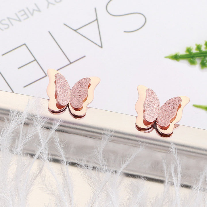 Anti-Tarnish Earrings: Rose Gold Butterfly Earrings