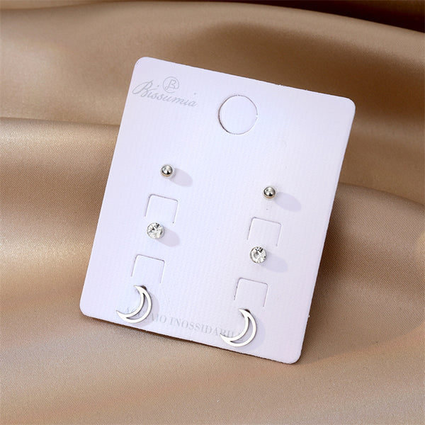 Anti-Tarnish: Moon Stainless Steel Combo Earrings