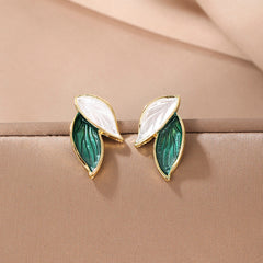 Leafy - Colorful Leaf Minimal Glittering Stud