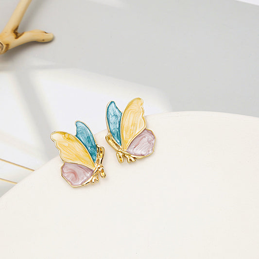 Fairy Butterfly - Classy Colorful Enamel Butterfly Stud