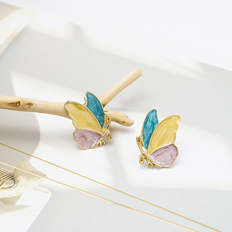 Fairy Butterfly - Classy Colorful Enamel Butterfly Stud