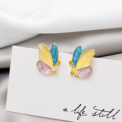 Fairy Butterfly - Classy Colorful Enamel Butterfly Stud