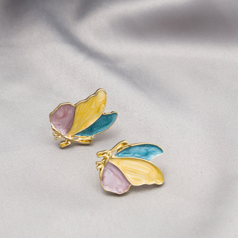 Fairy Butterfly - Classy Colorful Enamel Butterfly Stud