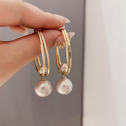 Dancin Pearl - White Pearl Lush Statement Hoop Earrings