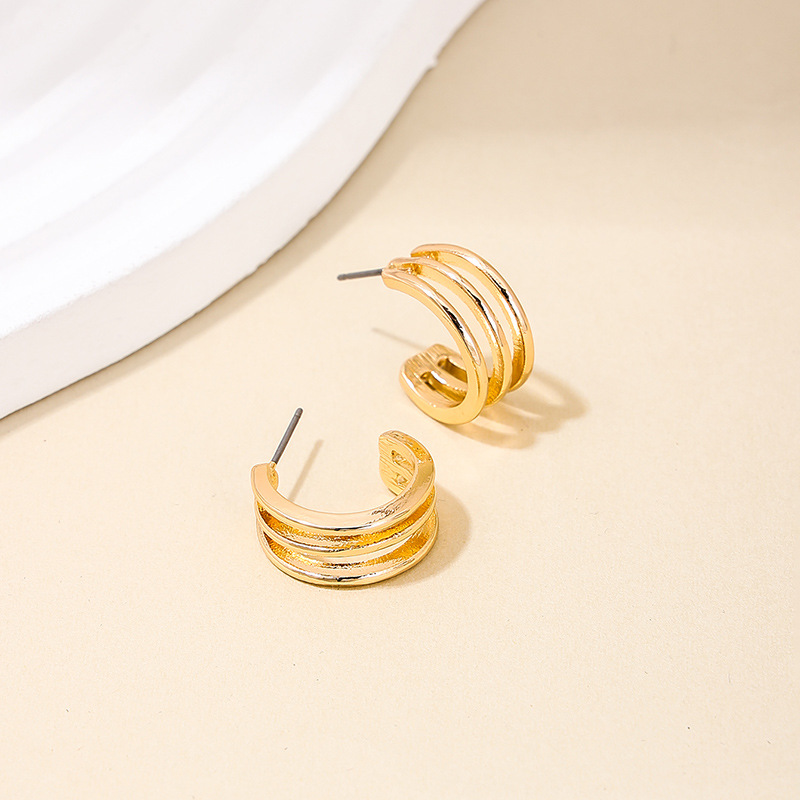 Sassy Gold - Three Ring Hoop Earrings