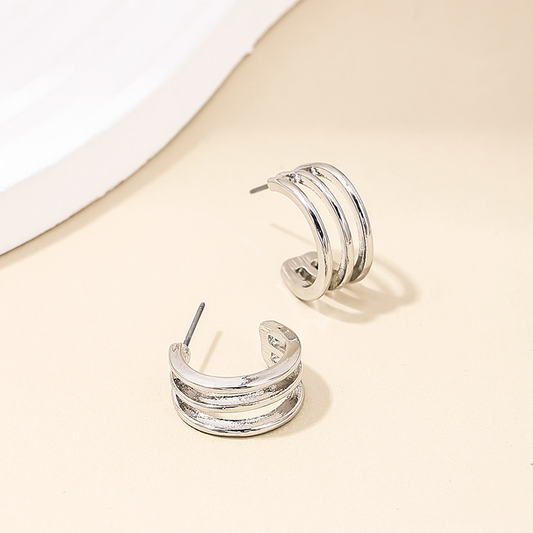 Sassy Silver - Three Ring Hoop Earrings