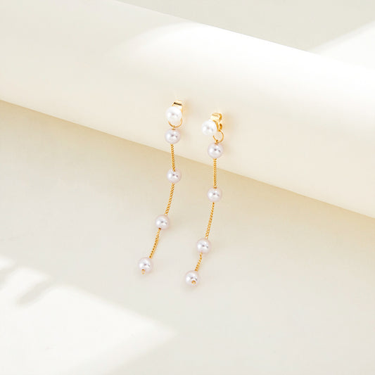 Dangling Pearl Long Drop Earrings