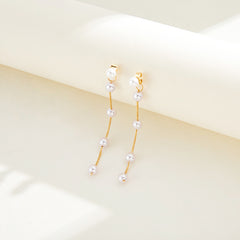 Dangling Pearl Long Drop Earrings