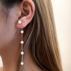 Dangling Pearl Long Drop Earrings